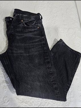 American Eagle Outfitters Black Washed Straight Jeans